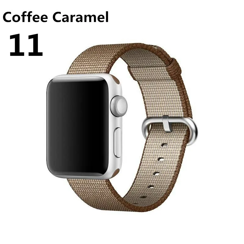 Coffee Caramel 11 Спортивные тканый нейлоновый ремешок для часов аpple 42 мм/38 мм apple watch 4 полосы 44 мм 40 мм наручных часов iwatch серии 4/3/2/1 браслет ткань correa - Цвет ремешка: Coffee Caramel 11