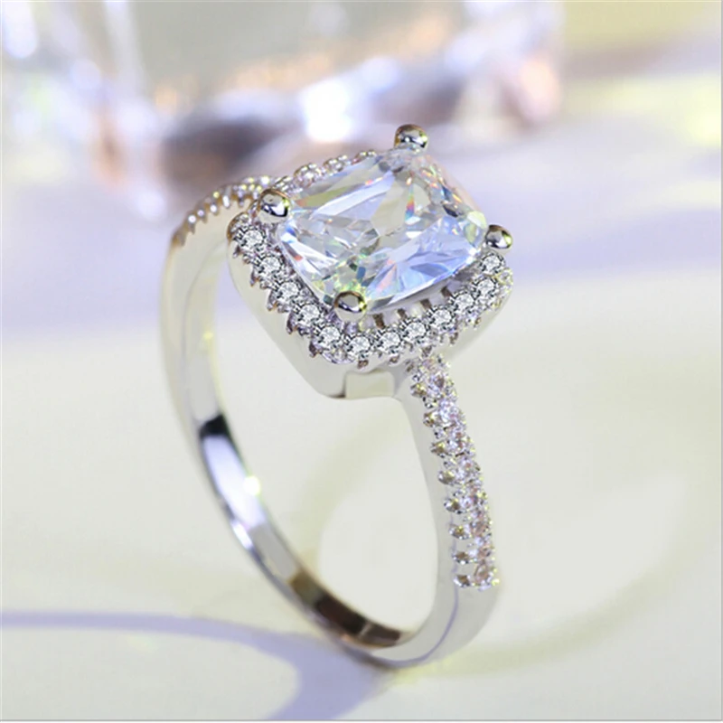 Модные Кристальные обручальные Квадратные Кольца горячая Распродажа кольца для