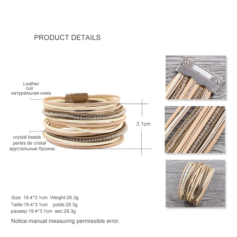 STRATHSPEY винтажный кожаный браслет для женщин Стразы Кристальные широкие браслеты