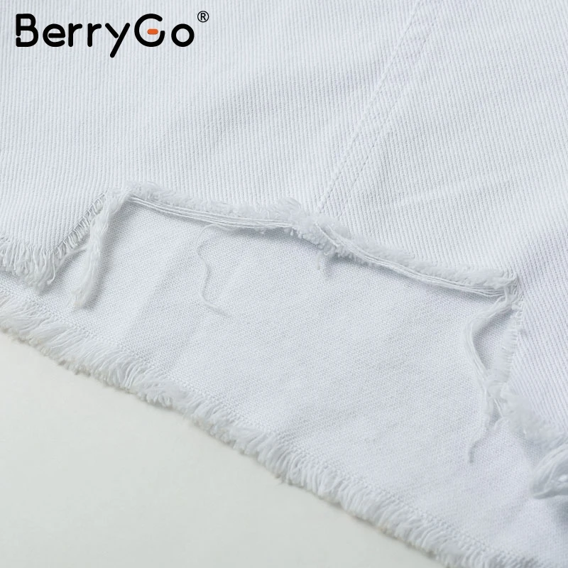 BerryGo офисный женский белый комбинезон элегантный пояс пуговица кисточка подол
