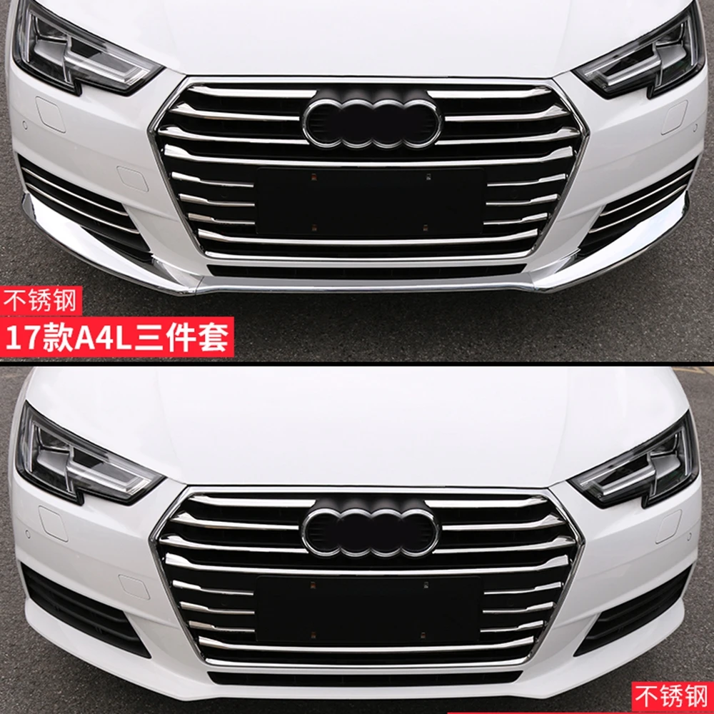 MONTFORD для Audi A4 B9 ABS Хромированная передняя Центральная решетка отделка полоски бампер наклейка на автомобиль рулевого колеса, чехлы авто аксессуары 21 шт