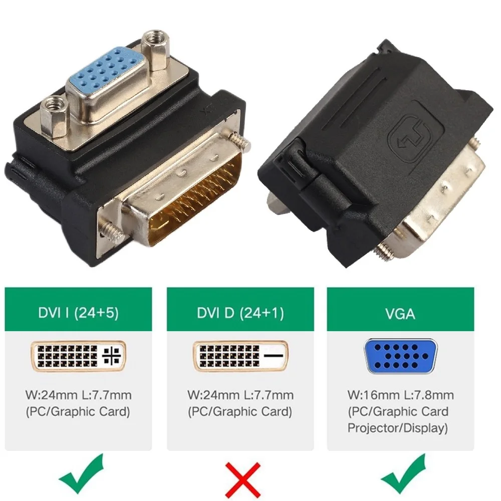 Адаптер конвертера DVI VGA 90 градусов I 24 + 5 штекеров в HD15 Женский адаптер мониторы
