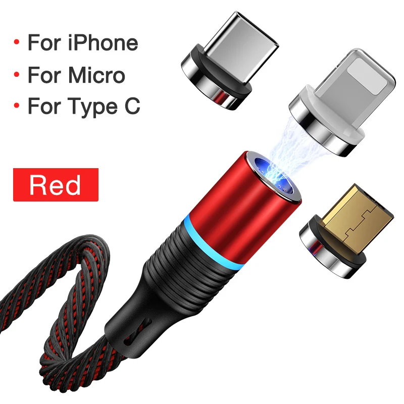 Red 3 in 1 CAFELE QC3.0 Магнитный USB кабель usb type C Micro кабель для iPhone X XS MAX XR 8 7 6 Plus 3A кабель для быстрой зарядки и синхронизации данных - Цвет: Red 3 in 1