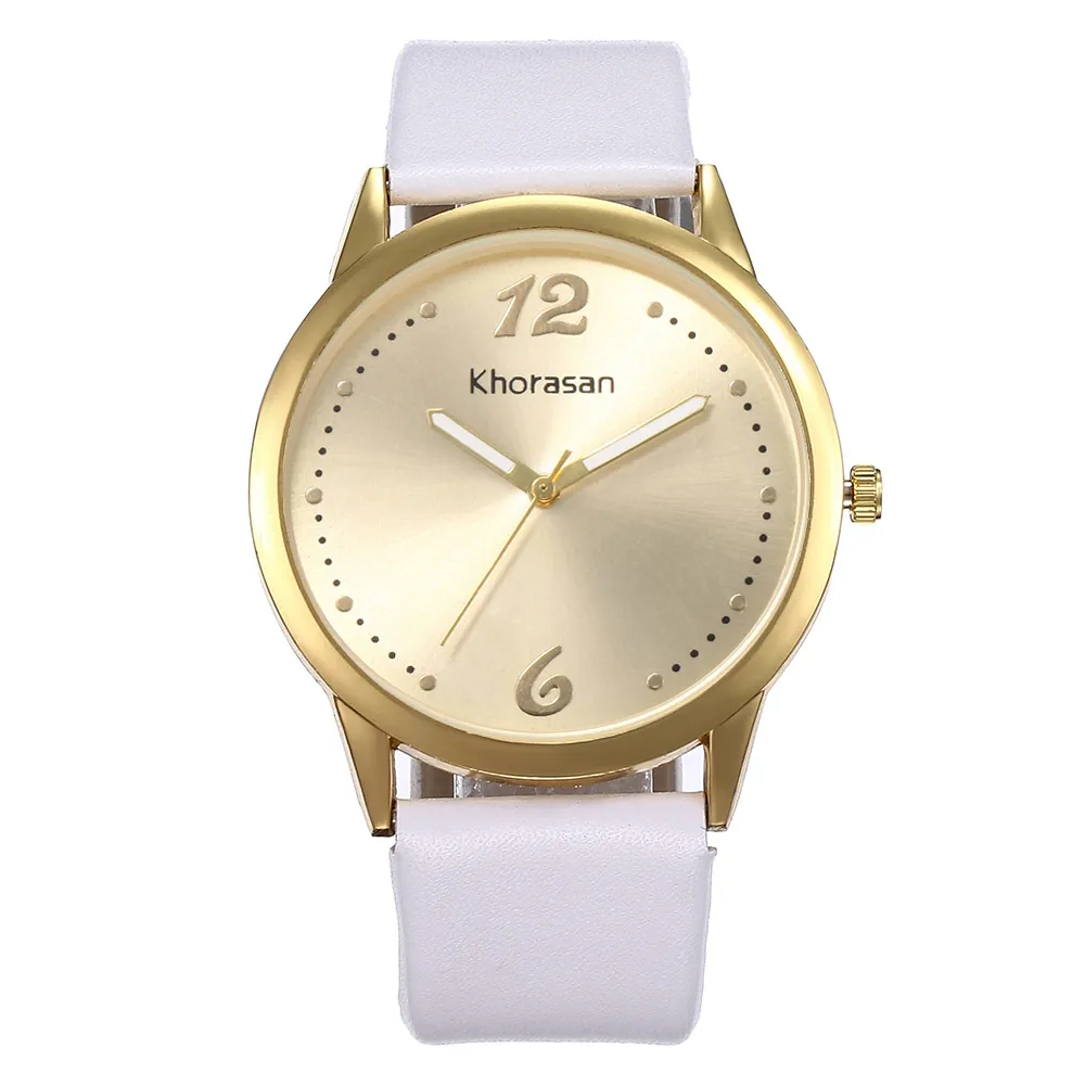 Роскошные Женские кожаные кварцевые часы Простой Большой циферблат
