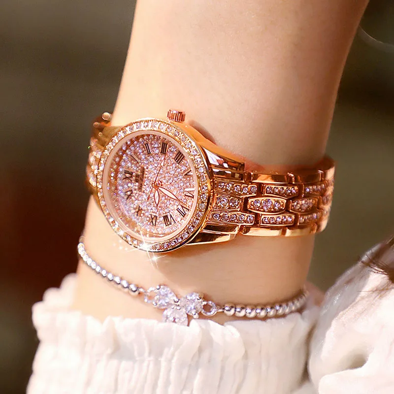 Женские кварцевые часы whatch роскошные из нержавеющей стали с розовым и серебряным