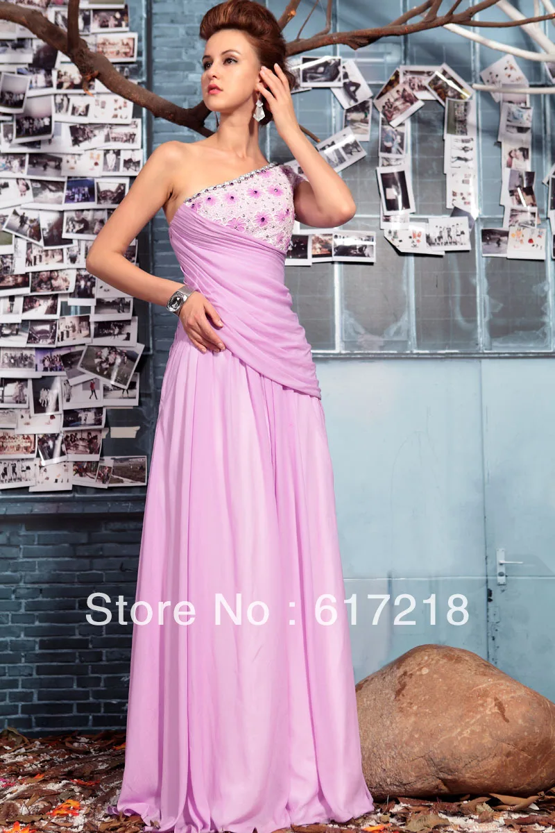 DORISQUEEN A-Line Floor-Length Chiffon Lilac Homecoming Dresses One Shoulder/Prom Dress | Свадьбы и торжества