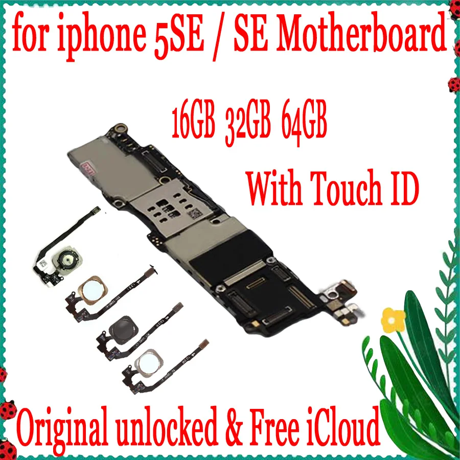 Материнская плата для iphone SE основная 16 Гб/32 ГБ/64 ГБ с Touch ID 100% Оригинал
