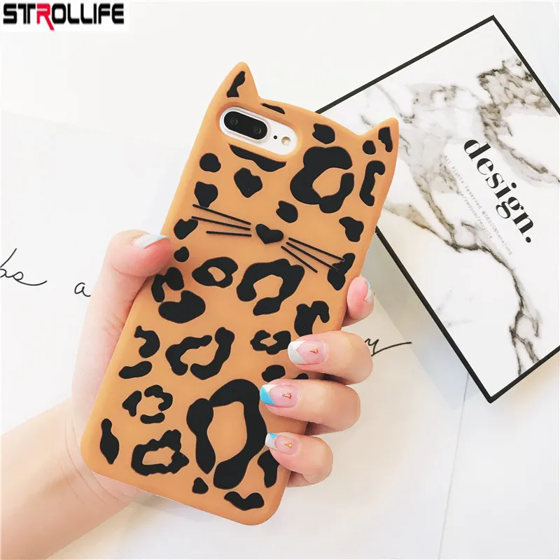 Stelllife мультфильм 3D леопард борода кошка телефонные чехлы для iphone 7 Plus Мягкий