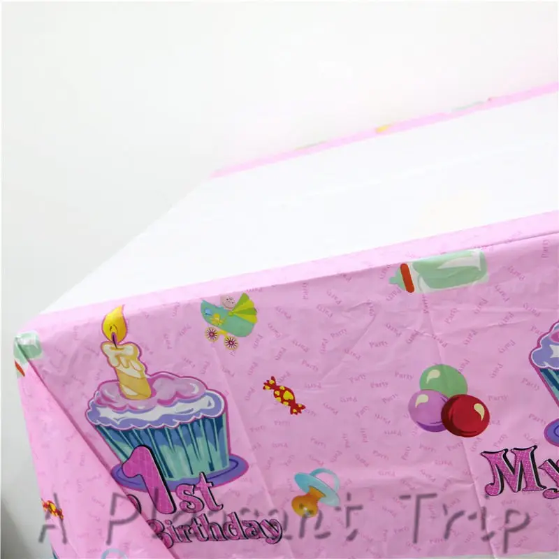 1st birthday pink1pc 108* 180cm1ocs/лот 1st на день рождения комплект вечерние принадлежности скатерть тема вечерние свечи "Happy birthday" для торта декоративные тема вечерние sepplies - Цвет: 1st birthday pink1pc