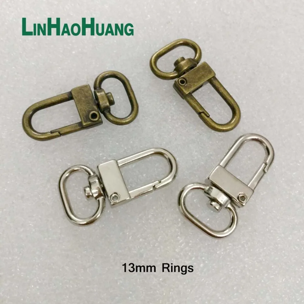 Cierres giratorios pequeños de aleación de latón plateado/antiguo, 50 Uds., ganchos para llaves a presión, anillo para llavero DIY, envío gratis Ring-33MM