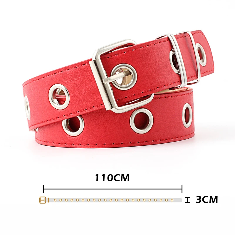 Ladies belt fashion trend ring decorative belt chain porous belt student belt
