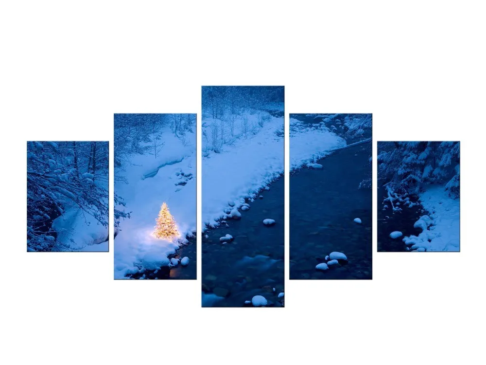 Картина на стену 5 панелей искусство холсте картины с изображением заснеженных