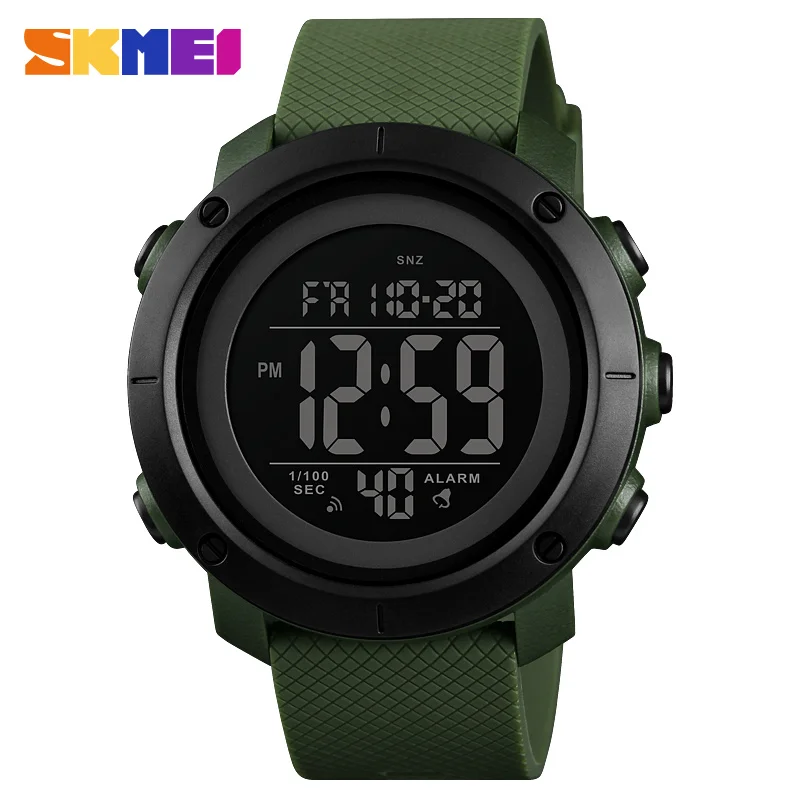 Green Black Часы для мужчин спортивные уличные часы SKMEI цифровой секундомер двойной обратный отсчет будильник Водонепроницаемый Электронный Relogio Masculino - Цвет: Green Black