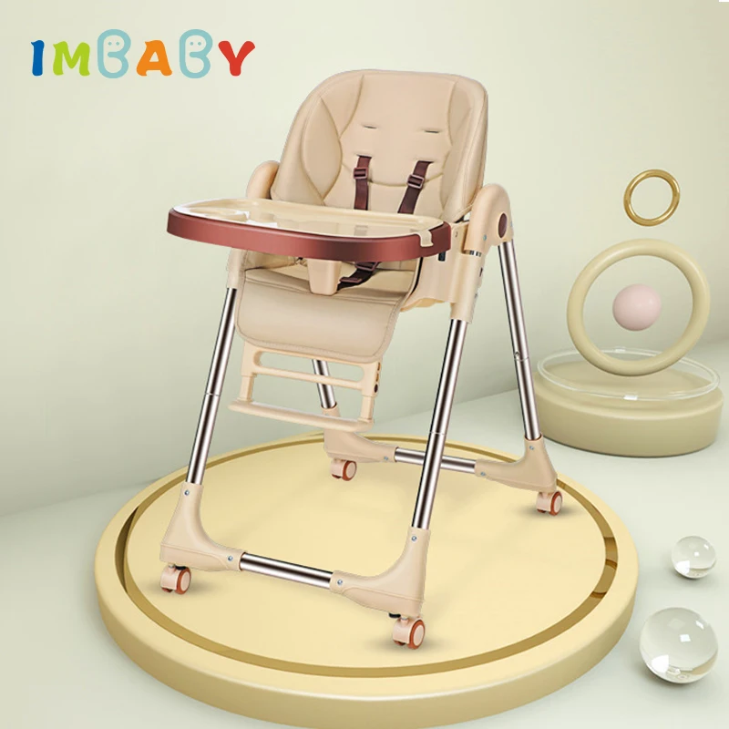 IMBABY детский стульчик для кормления, детский стульчик с четырьмя колесами, стул для кормления грудью со столом, стульчики для кормления ребенка