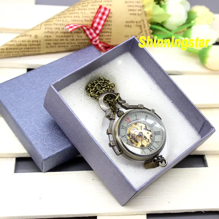 

Steampunk Glass Antique bronze automatic pendant watch necklace Mens Woman mechanical watch retro vintage military pocket watch
