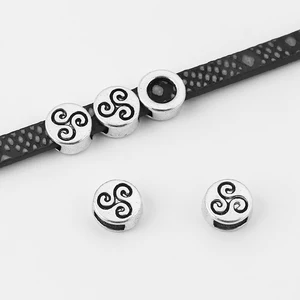 20 шт. резной кельтский Triskelion Triskele Druid 5x2 мм плоский слайдер разделитель бусины фурнитура для 5 мм плоский кожаный шнур