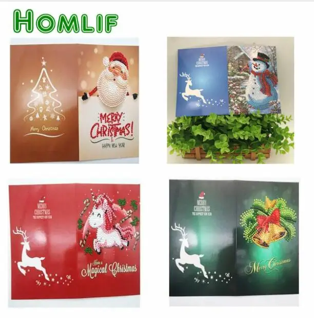 5d алмазная картина kerstkaarten на заказ eigen foto мультфильм Санта-Клаус С Рождеством поздравительные открытки Рождественские открытки - Цвет: 15