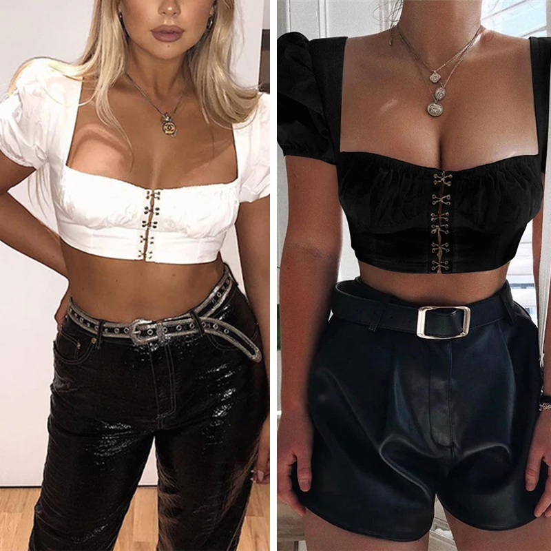 Топы из полиэфирного волокна Весенняя блузка женский квадратный воротник