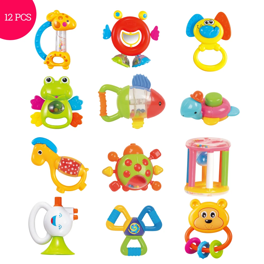 

Baby Toys Plastic Hand Jingle Shaking Bell Lovely Hand Shake Bell Ring 12PCS Baby Rattles Toys Newborn 0-12 Months Teether Toys