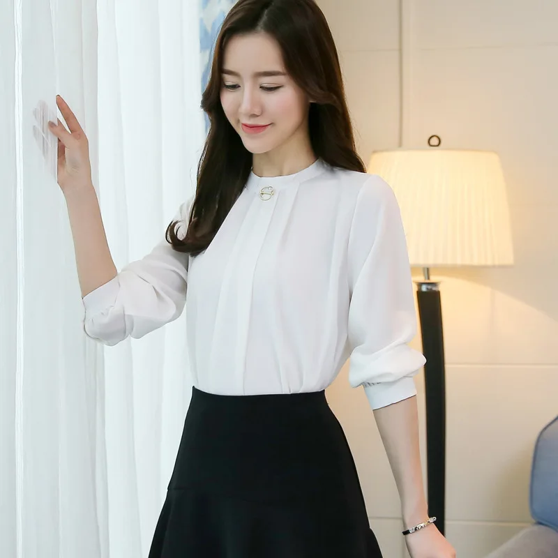 Женская шифоновая блузка с длинным рукавом свободная модель 3XL на весну 2020| |