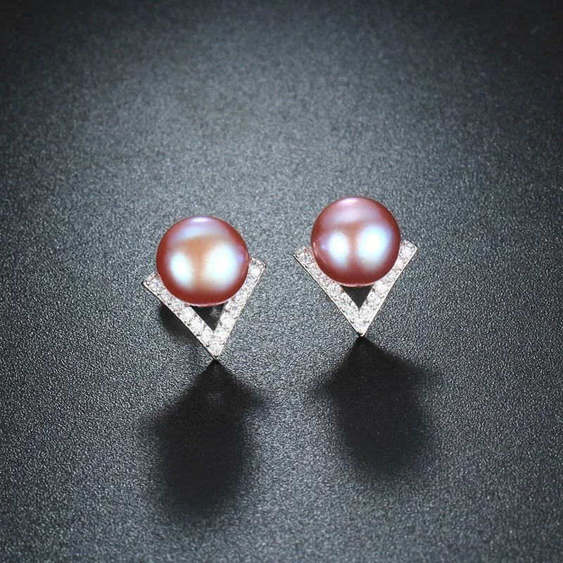 HENGSHENG реального 925 пробы серебро Для женщин Серьги с жемчугом Fine Jewelry V Форма AAA