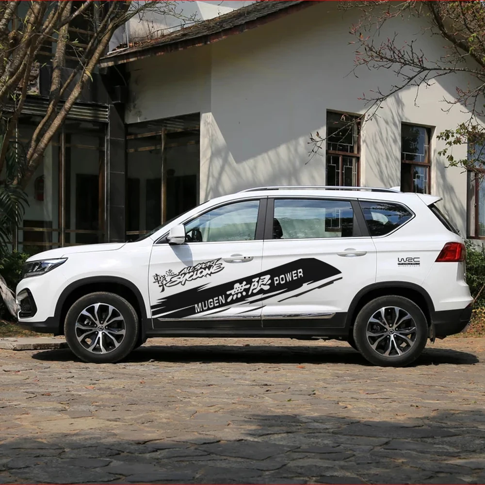 Набор новых черных наклеек Mugen Power WRC роскошные наклейки для кузова автомобиля