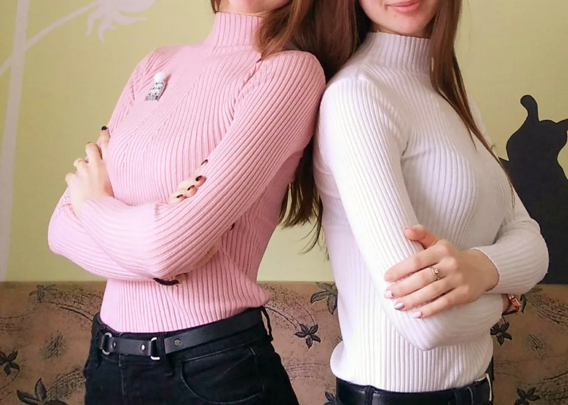 Женский вязаный свитер-водолазка Повседневная модная Теплая эластичная одежда в