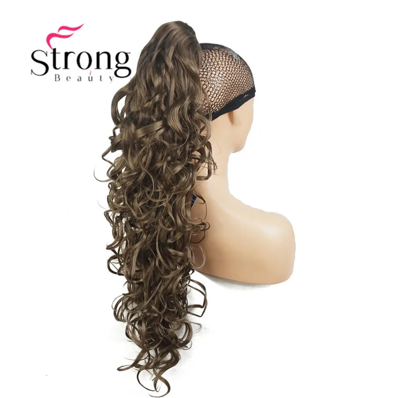 StrongBeauty, 32 дюйма, кудрявые синтетические накладные волосы на заколках, на завязках, конский хвост, синтетические накладные волосы, 270 г, с зажимом челюсти/когтя - Цвет: #18