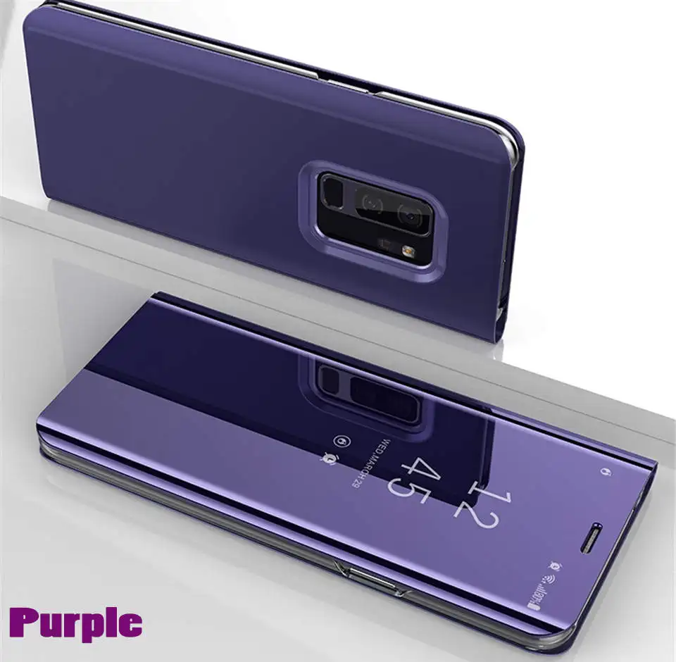 Purple Роскошный зеркальный Прозрачный чехол для samsung Galaxy Note 8 9 S9 S8 плюс S7 Edge чехол с откидной крышкой для samsung A3 A5 J5 A7 J7 A6 A8 - Цвет: Purple