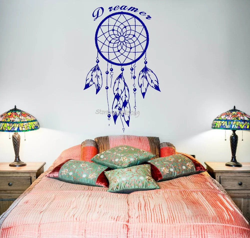 

Vinyl Wall Decal Dream Catcher Feather Quote Dreamer Art Wall Sticker New Style Mural Bedroom Decor Modern Decal Removable LA595