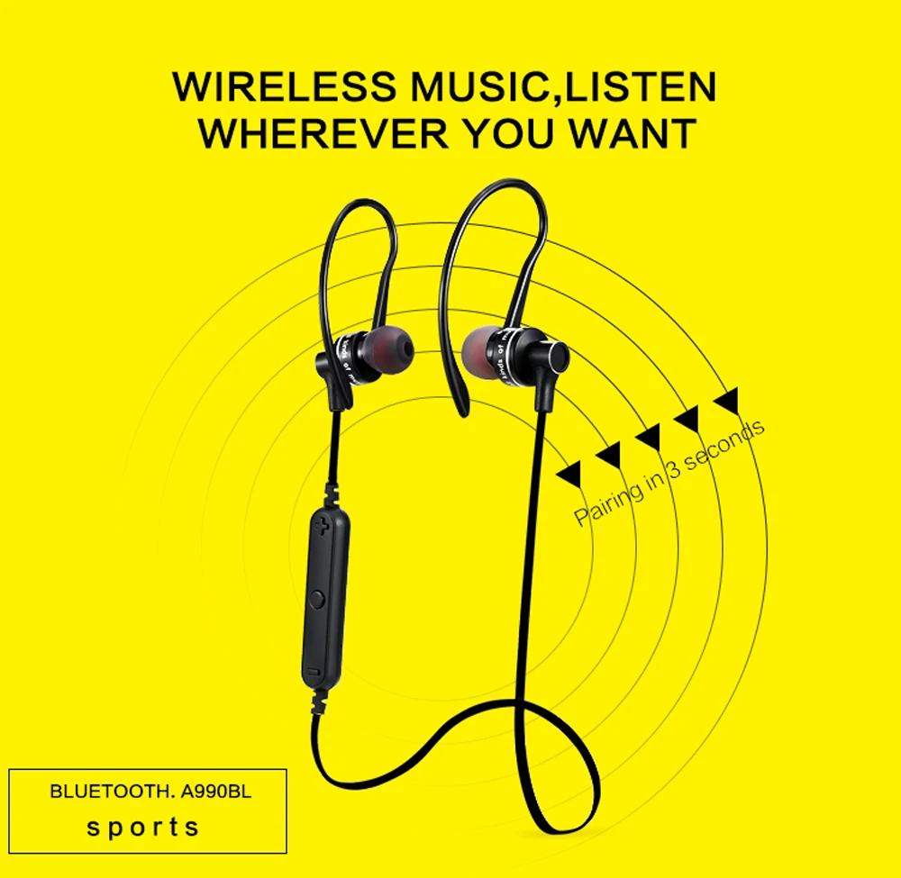 2017 Оригинальный Awei A990BL Беспроводной наушники спортивные Шум изоляции Bluetooth 4 0