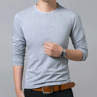 new fashion brand tshirt for men o neck trends tops street style slim fit solid color long sleeve t shirt mens clothing