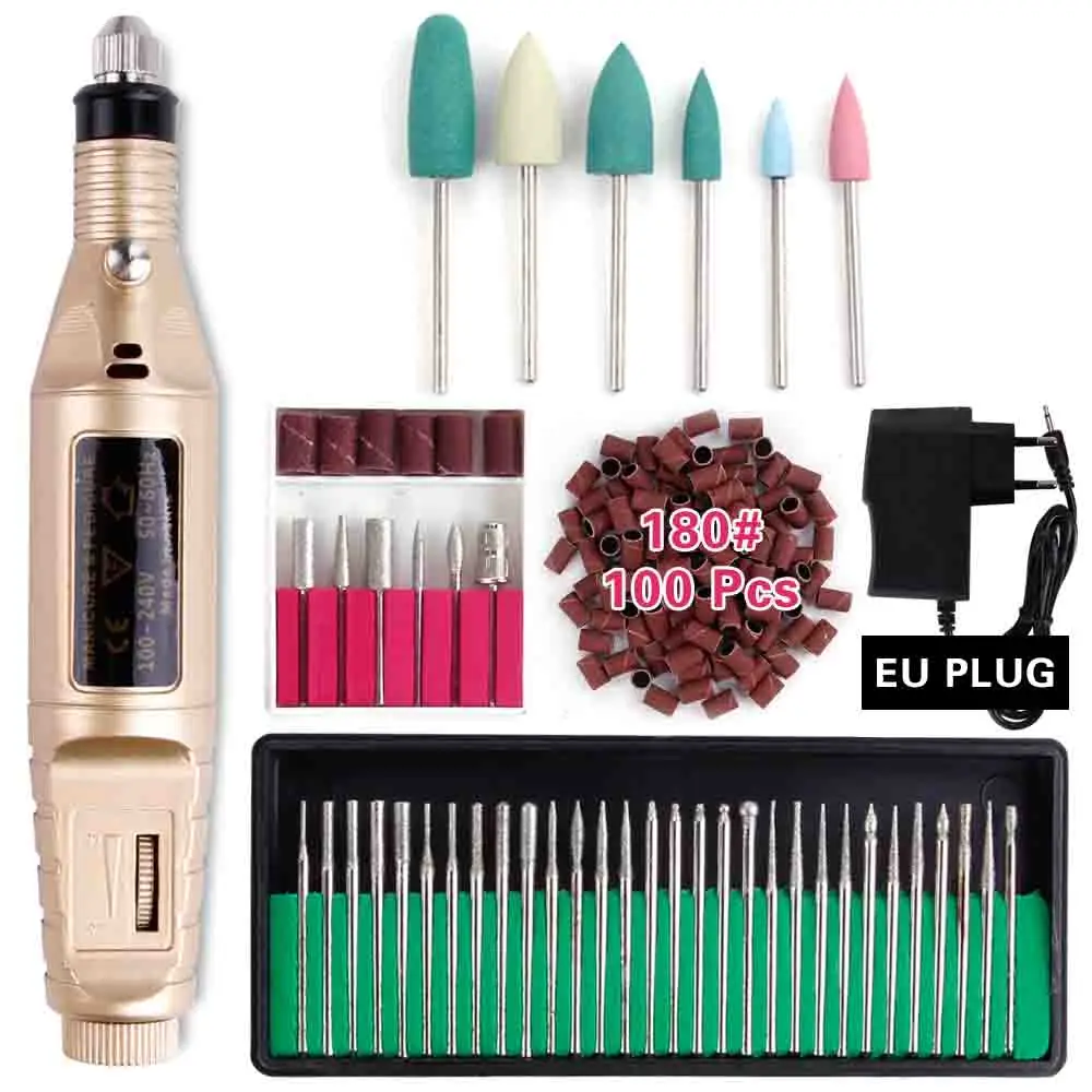 Set 15 EU Plug Профессиональный электрический сверлильный станок для ногтей, инструменты для маникюра, керамические сверла для кутикулы, роторные сверла для удаления напильников, оборудование для дизайна ногтей - Цвет: Set 15 EU Plug