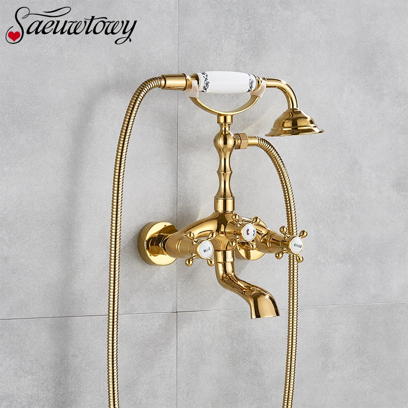 Ванная Комната Фарфоровая Ванна Смеситель для душа набор кран ванной настенное