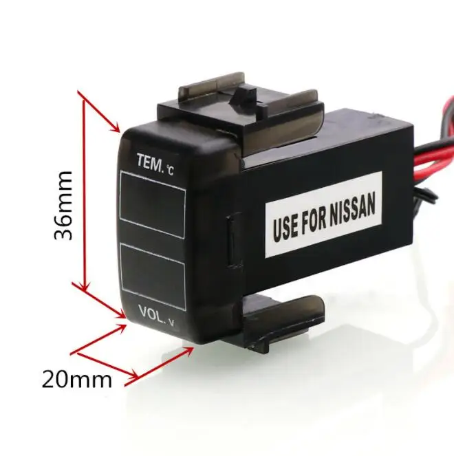 Автомобильный интерфейс DC12V Цифровой ЖК-дисплей измеритель напряжения и температуры для аккумулятора автомобиля термометр для NISSAN, qashqai, tiida, x-t