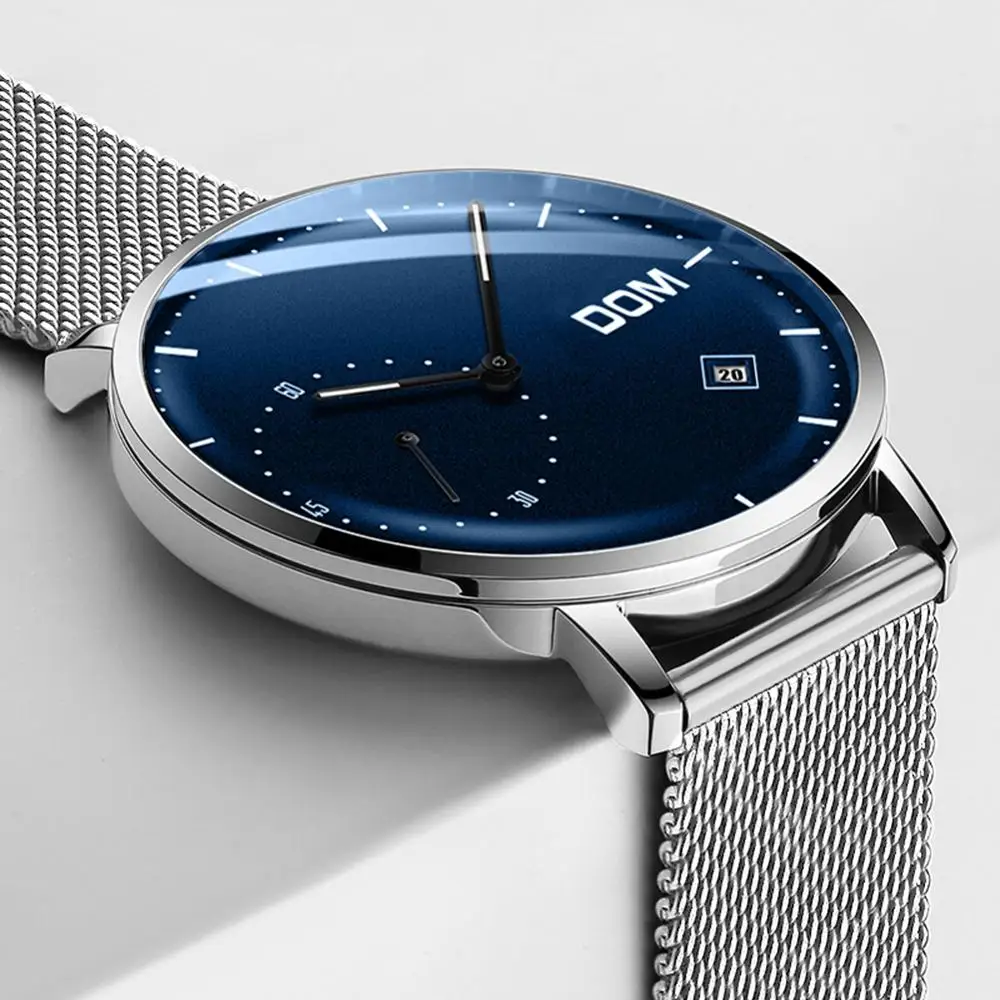 Мужские наручные часы reloj hombre водонепроницаемые с сетчатым ремешком