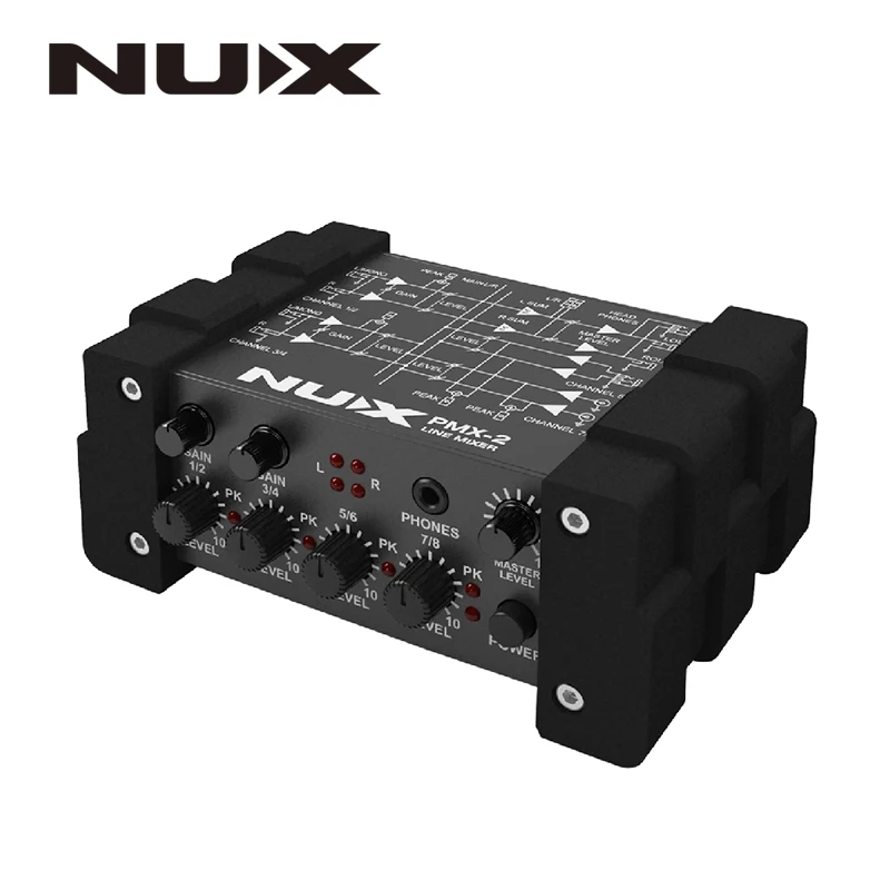 NUX PMX 2/PMX 2U I/O Line микшер мини консоль USB Звуковая 6/8 2 выхода индикатор громкости