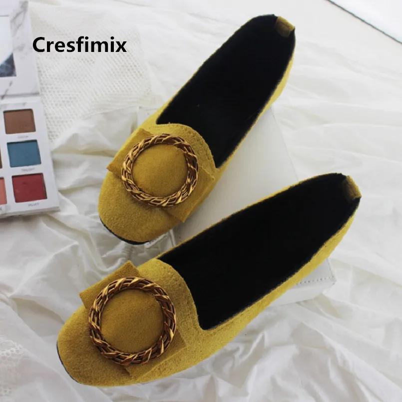 Cresfimix/женские модные милые туфли из флока высокого качества на плоской подошве