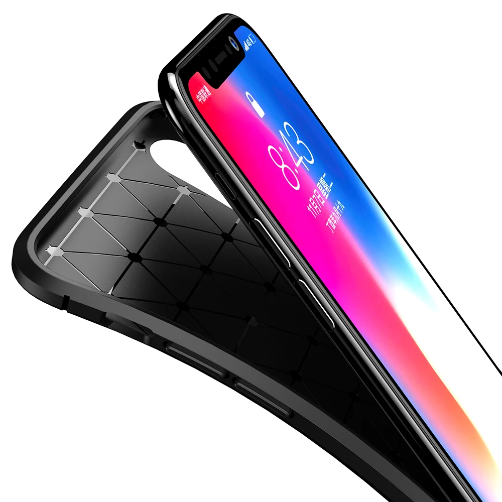 Чехол из углеродного волокна для iPhone X XR XS Max 8 7 6 6S Plus силиконовый чехол роскошный