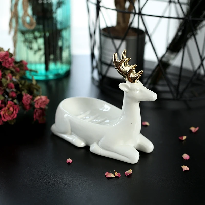 

ceramic deer rabbit soap dish bathroom giraffe Soap box crafts room decoration wedding home decor porcelain animal figurine gift