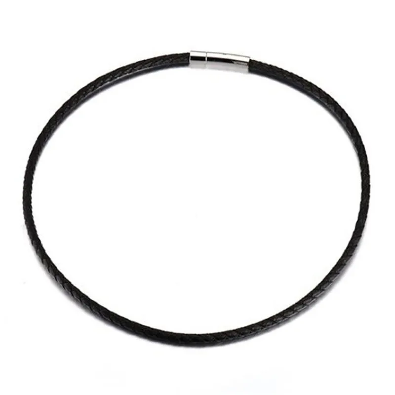Simple short PU leather accessories choker necklace black Woven rope stainless steel magnetic button gift | Украшения и