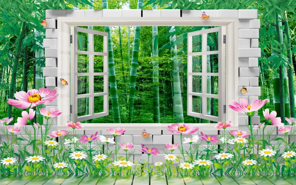 Любая декоративная занавеска для окна 3D фотографий бамбуковый лес декор спальни