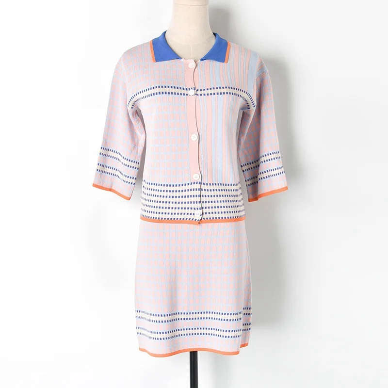 2019 модный британский стиль лето новый семь точечные рукава хит цвет решетки