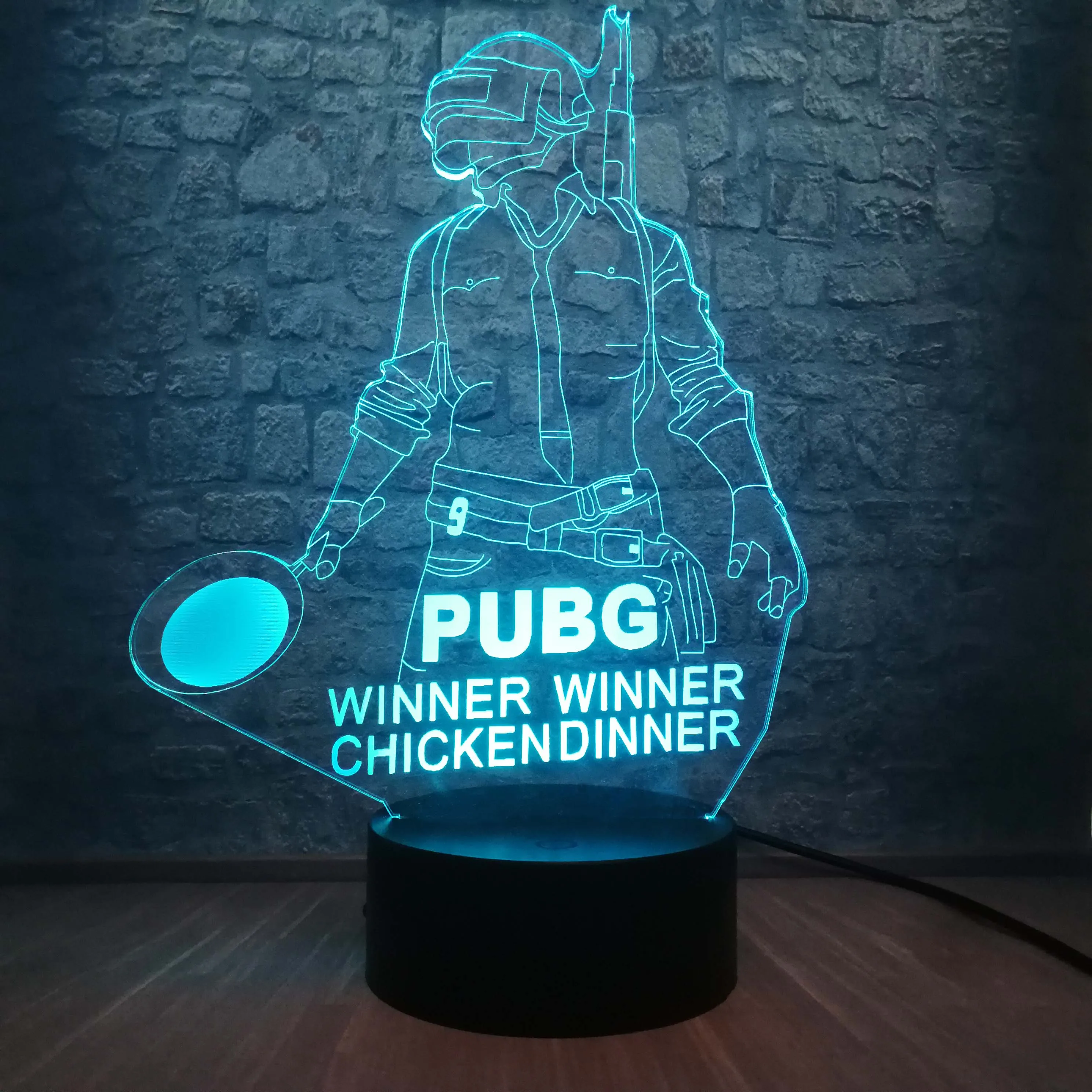 Cool Battle Royale Game PUBG Winner 3D Ночник светильник светодиодный 7 цветов Иллюзия Изменение