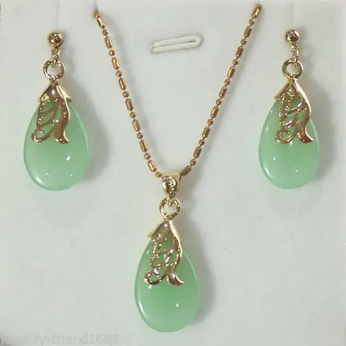 

Fashion Jewelry jades Pendant necklace earring set +free chain