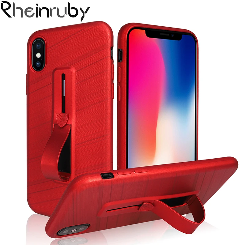 Rheinruby стенд Функция чехол для iPhone 6 S 7 8 Мягкие TPU Тонкий кольцо держатель X 10 плюс