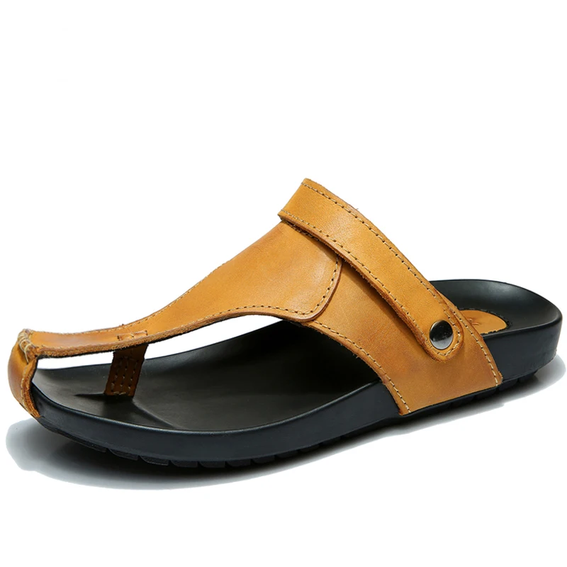 Летние модные повседневные мужские сандалии из натуральной кожи Мужские