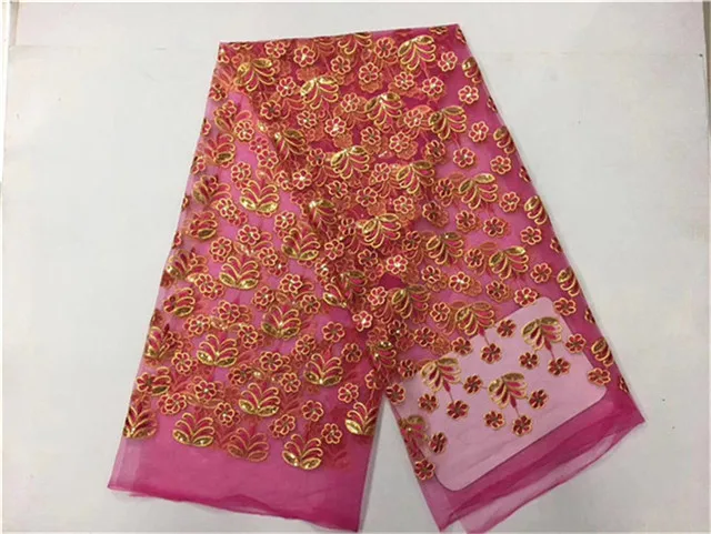 2018 Hot Sell French yellow/Gold Sequins lace fabric High Quality African Tulle Mesh Net Lace /guipure Swiss Fabric | Дом и сад