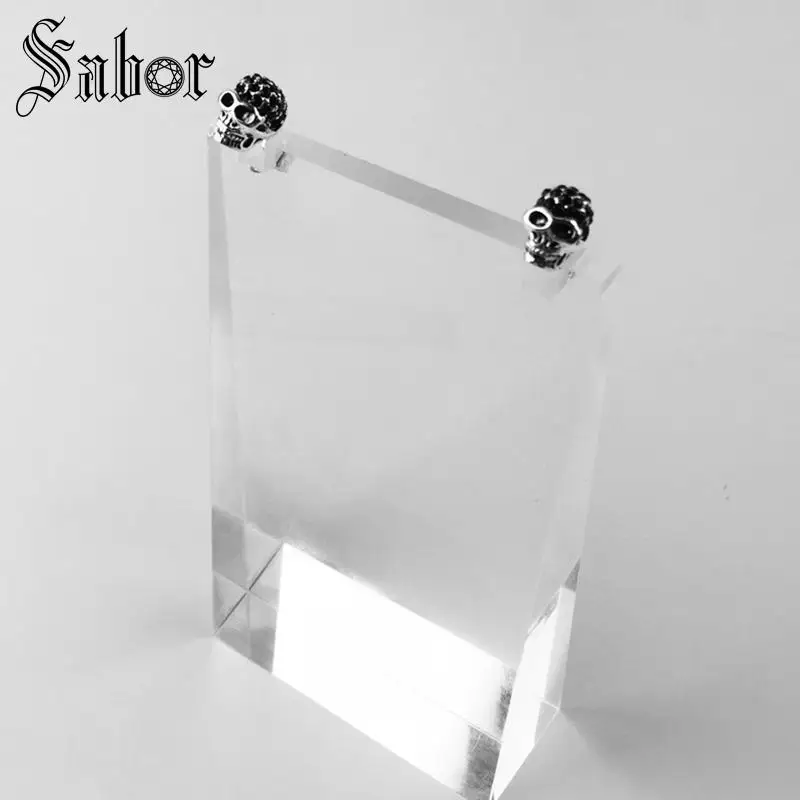 Skull Pave Stud Earrings 2020 New Cubic Zirconia Fashion Jewelry Black Punk silver color Gift For Women Men Lover thomas | Украшения и