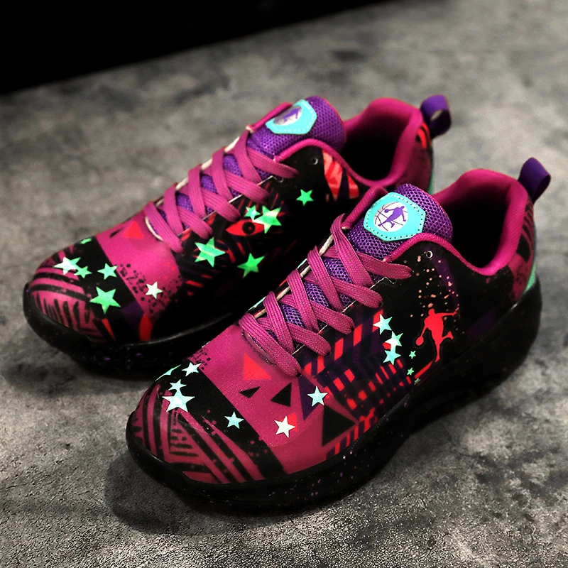 Новые светящиеся баскетбольные кроссовки для мужчин и женщин теннисные туфли в